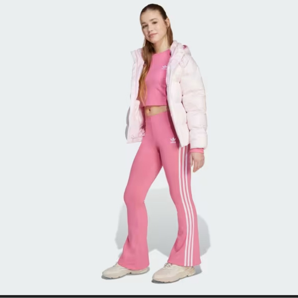 Adidas Kids Fuchsia Joggers with White Stripes - Picture 2 of 3